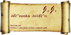 Jánoska Jolán névjegykártya