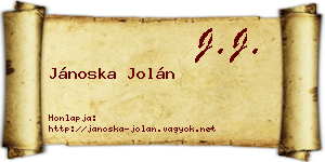 Jánoska Jolán névjegykártya